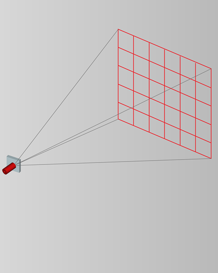 3D drawing shows how a DOE projects a grid